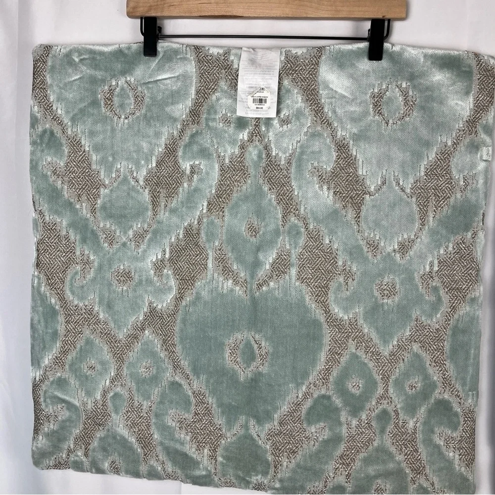 Z GALLERIE Seaglass Blue and Beige Velvet Euro Pillow Cover Shams (2) 32